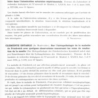 0823 - Page 765 - Analyses. Neurologie. Études générales. Anatomie pathologique. Marinesco (G.)... Sur une affection particulière simulant, au point de vue clinique, la sclérose en plaques et ayant pour substratum des plaques spéciales du type sénile. Archives roumaines de pathologie expérimentale et de microbiologie... / José Maria de Villaverde... Les lésions de la fibre musculaire dans l'intoxication saturnine expérimentale. Travaux du laboratoire de recherches biologique de l'Université de Madrid... / Clemente Estable... Sur l'histopathologie de la maladie de Friedreich avec quelques observations concernant les voies de conduction de la moelle (Zur Histopathologie der Friedreichschen Krankheit nebst einigen Bemerkungen über die Leitungsbahnen des Rückenmarkes). Travaux du laboratoire de recherches biologiques de l'Université de Madrid...