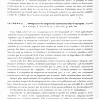 0848 - Page 790 - Analyses. Neurologie. Études spéciales. Épilepsie. Estapé (José-Maria) et Cantonnet Blanch (P.). Syndrome myoclonique chez une fillette de douze ans. Revue sud-américaine de médecine et de chirurgie... / Levy-Solal (Ed.), Kisthinios (N.) et Lepage (F.). Pression moyenne et éclampsie. Bull. de l'Académie de médecine... / Lauwers (E.). L'extirpation du corpuscule carotidien dans l'épilepsie. Journal de chirurgie...