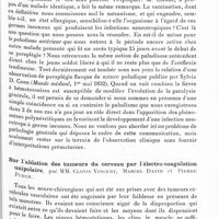 0903 - Page 843 - Société de neurologie de Paris. Séance du 19 mai 1932. Sur les névraxites de nature indéterminée avec atteinte prédominante des neurones périphériques rappelant les polynévrites, par J. A. Chavany et F. Thiébaut / Sur l'ablation des tumeurs du cerveau par l'électro-coagulation unipolaire, par MM. Clovis Vincent, Marcel David et Pierre Puech