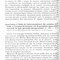 1002 - Page 942 - Société de neurologie de Paris. Séance du 19 mai 1932. Angioréticulogliome du cervelet, par MM. L. Cornil, J. Olmer et J. Alliez / Contribution à l'étude de l'hétéromorphisme des maladies familiales (à l'occasion de nouveaux cas de paraplégie spasmodique familiale de type pyramido-extrapyramidal, par MM. G. Marinesco, State Draganesco, Dt. Grigoresco et St. Chiser