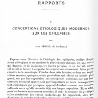 1108 - Page 1048 - XIIe Réunion neurologique internationale annuelle. Paris, 31 mai-1er juin 1932. Rapports. I. Conceptions étiologiques modernes sur les épilepsies, par Jean Abadie...