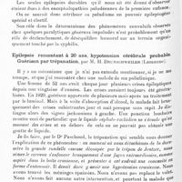 1364 - Page 1304 - XIIe Réunion neurologique internationale annuelle. Paris, 31 mai-1er juin 1932. Communications sur l'étiologie. Paludisme et épilepsie, par M. A. Porot... / Epilepsie remontant à 20 ans, hypotension cérébrale probable. Guérison par trépanation, par M. H. Brunschweiler... / Crises épileptiques et varices des méninges, par M. H. Brunschweiller...