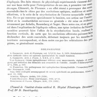 1368 - Page 1308 - XIIe Réunion neurologique internationale annuelle. Paris, 31 mai-1er juin 1932. Communications sur l'étiologie. Epilepsie réflexe provoquée par excitations optiques des rayons solaires, par MM. A. Radovici, VI. Misirliou et M. Gluckman... (Travail de l'Institut clinico-médical B. Hôpital Filantropia. Directeur : Prof. Dr. D. Daniélopolu) / De l'épilepsie solitaire au cours des tumeurs cérébrales, par MM. Riser, Laporte et Ducoudray...