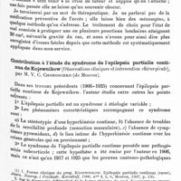 1415 - Page 1355 - XIIe Réunion neurologique internationale annuelle. Paris, 31 mai-1er juin 1932. Communications sur la symptomatologie. Clinique pathologique et traitement des épilepsies, par M. Maurice Dide... / Contribution à l'étude du syndrome de l'epilepsia partialis continua de Kojewnikov (Observations cliniques et intervention chirurgicale), par M. V. C. Choroschko...