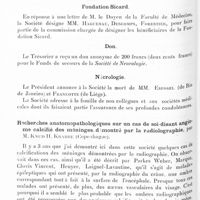 1454 - Page 1394 - Société de neurologie de Paris. Séance du 2 juin 1932. Correspondance / Fondation Sicard / Don / Nécrologie [MM. Esposel ; Francotte] / Recherches anatomopathologiques sur un cas de soi-disant angiome calcifié des méninges, démontré par la radiolographie, par M. Knud, H. Krabbe...