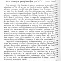 1462 - Page 1402 - Société de neurologie de Paris. Séance du 2 juin 1932. Myopathie et maladie de Dercum, M. Cossa... / Une méthode facile et sûre pour l'imprégnation sur blocs de la névroglie protoplasmique, par M. E. Lugaro...