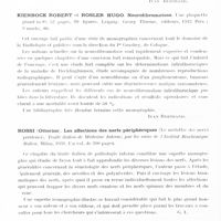 0172 - Page 120 - Analyses. Neurologie. Études générales. Bibliographie. Steiner Gabriel. - Krankheitserreger und Gewebsbefund bei multipler Sclerose (Agent causal et constatations histologiques dans la sclérose en plaques)... Julius Springer éditeur, Berlin, 1931 / Kienbock Robert et Rosler Hugo. Neurofibromatose... Leipzig. Georg Thieme, éditeurs, 1932... / Rossi (Ottorino). Les affections des nerfs périphériques (Le malattie dei nerviperiferici). Traité italien de médecine interne, par les soins de l'Institut biochimique italien... / Wimmer (Augusto). Opuscula Neurologico-Psychiatrica. Sexagenario, 26 février 1932, Obtulerunt Amici Discipuli Collegae. Recueil édité par Knud H. Krabbe, chez Levin et Munksgaard, Havniae, 1932...