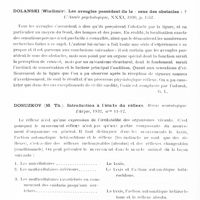 0188 - Page 136 - Analyses. Neurologie. Études générales. Sémiologie. Reiter (Paul J.). Contribution à l'étude du diagnostic différentiel entre la métencéphalite et la schizophrénie (Zur Beleuchtung des Gegenseitigen Verhältnisses Zwischen Metencephalitis und Schizophrenie mit Besonderer Berücksichtigung der Differentialdiagnostischen Frage). Acta Psychiatrica et Neurologica... / Dolanski (Wladimir). Les aveugles possèdent-ils le « sens des obstacles » ? L'Année psychologique... / Dosuzkov (M. Th.). Introduction à l'étude du réflexe. Revue neurologique thèque... / Fabritius (H.). A propos de troubles aphasiques et de leurs relations avec la sensibilité labio-linguale (Ueber Aphasische Störungen un lhre Beziehungen zur Zungen-Lippen-Sensibilität). Acta Psychiatrica et Neurologica...