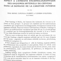 0217 - Page 165 - Mémoires originaux. Aspect à l'épreuve encéphalographique des angiomes artériels du cerveau dans le domaine de la carotide interne, par MM. Egas Moniz, Cancella d'Abreu et Candido d'Oliveira...