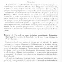 0344 - Page 292 - Société de neurologie (Société Purkyne) de Prague. Séance du 21 octobre 1931. Obésité portant presque exclusivement sur la partie supérieure du corps ; évolution après un traumatisme de la tête, par MM. Jonas Vrat et Lukl Pavel (Présentation de la malade ; clinique du Pr Kr. Hynek) / Tumeur de l'hypophyse avec lactation persistante. Opération. Guérison (Présentation de la malade, par M. Jiri Vitek (Clinique du Pr Kr. Hynek)