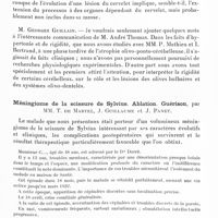 0561 - Page 507 - Société de neurologie de Paris. Séance du 3 novembre 1932. Syndrome cérébelleux résiduel à la suite d'une blessure remontant à 17 ans. Persistance de la passivité, par M. André-Thomas / Méningiome de la scissure de Sylvius. Ablation. Guérison, par MM. T. de Martel, J. Guillaume et J. Panet
