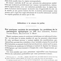0619 - Page 565 - Société de neurologie de Paris. Séance du 3 novembre 1932. Angiomes du type réticulo-endothélial, intéressant la moelle et le foie, par MM. C.-I. Urechia et N. Elekes / Addendum à la séance de juillet. Sur quelques variétés de narcolepsie. Le problème de la narcolepsie épileptique, par MM. Jean Lhermitte, Pasteur Vallery-Radot, Delafontaine et Miget