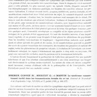 0790 - Page 736 - Analyses. Neurologie. Études générales. Sémiologie. Lereboullet (P.). L'acrodynie infantile. Gazette des hôpitaux... / Bremer, Coppez (H.), Hicguet (G.) et Martin. Le syndrome commotionnel tardif dans les traumatismes fermés du crâne. Journal de neurologie et de psychiatrie belge...