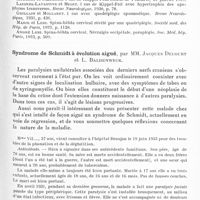 0107 - Page 51 - Société de neurologie de Paris. Séance du 6 juillet 1933. Communications. Un cas de syndrome de Klippel-Feil avec quadriplégie spasmodique, par MM. Guy Laroche et Boris Klotz / Syndrome de Schmidt à évolution aiguë, par MM. Jacques Decourt et L. Baldenweck