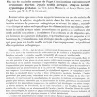 0124 - Page 68 - Société de neurologie de Paris. Séance du 6 juillet 1933. Communications. Neurinome des nerfs mixtes ; prolongement extracranien de la tumeur, par MM. Georges Guillain, Ivan Bertrand et Jean Lereboullet / Un cas de maladie osseuse de Paget à localisations exclusivement crâniennes. Surdité. Double souffle aortique. Origine hérédo-syphilitique probable, par MM. Léon Michaux et Jean Hesse (présentés par M. le Pr G. Guillain)