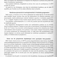 0260 - Page 204 - Sociétés. Société belge de neurologie. Séance du 29 avril tenue en commun avec la Société de pédiatrie. Achondroplasie, par MM. Vermeylen et Heernu / Syndrome pyramidal et extrapyramidal à évolution progressive / Deux cas de polynévrite diphtérique avec paralysie vélo-palatine / Syndrome endocrinien avec pied ballant, par L. Maryssael