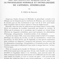 0517 - Page 459 - Mémoires originaux. Sur les récentes acquisitions de la physiologie normale et pathologique de l'appareil cérébelleux, par D. Noica...