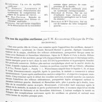 0543 - Page 485 - Société de neurologie de Varsovie. Séance du 24 mai 1933. Un cas de myélite ourlienne, par Z. W. Kuligowski (Clinique du Pr Orzechowski) / Syndromes bénins de « compression » de la queue de cheval, par Mlle L. Fiszhaut, W. Jakimowicz et J. Szczeniowski (Clinique du Pr Orzechowski)