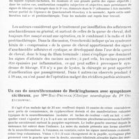 0544 - Page 486 - Société de neurologie de Varsovie. Séance du 24 mai 1933. Syndromes bénins de « compression » de la queue de cheval, par Mlle L. Fiszhaut, W. Jakimowicz et J. Szczeniowski (Clinique du Pr Orzechowski) / Un cas de neurofibromatose de Recklinghausen avec symptômes cérébraux, par Mme Bau-Prussak (Clinique neurologique du Pr Orzechowski)
