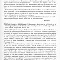 0779 - Page 721 - Analyses. Neurologie. Études générales. Anatomie. Birnbaum (Karl). Sociologie des névroses. Les troubles névrosiques dans leurs rapports avec la vie sociale et culturelle (Soziologie der Neurosen. Die nervösen Storungen in ihren Beziehungen zum Gemeinschafts und Kulturleben)... Springer édit., Berlin, 1933 / Thièle (Rudolf) et Bernhardt (Hermann). Contribution à l'étude de la narcolepsie (Beitrage zür Kenntnis der Narkolepsie)... Karger édit., Berlin, 1933