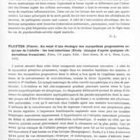 0785 - Page 727 - Analyses. Neurologie. Études générales. Anatomie. Radu (Denis). Contribution à l'étude du syndrome de Korsakoff aigu. Thèse... 1933 / Flottes (Pierre). Au sujet d'une étiologie des myopathies progressives acquises de l'adulte : les toxi-infections (Etude clinique d'après quelques observations françaises). Thèse..., 1932