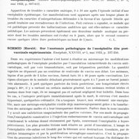 0801 - Page 743 - Analyses. Neurologie. Études spéciales. Cerveau. Toulouse (E.) et Courtois (A.). Séquelles mentales d'encéphalopathies aiguës (d'après 100 observations). Annales médico-psychologiques... / Masquin (P.), Mareschal et Altman. Syndromes hallucinatoires post-encéphalitiques. Annales médico-psychologiques... / Schmid (Harald). Sur l'anatomie pathologique de l'encéphalite dite post-vaccinale expérimentale. Encéphale...