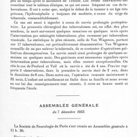 0943 - Page 885 - Société de neurologie de Paris. Séance du 7 décembre 1933. Addendum à la séance du 16 novembre 1933. Tubercule pariéto-occipital opéré depuis 3 ans, par MM. Clovis Vincent, G. Heuyer et Mlle Claire Vogt / Assemblée générale du 7 décembre 1933