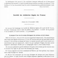 0950 - Page 892 - Sociétés. Société médico-psychologique. Séance du 23 octobre 1933. Sur le traitement de l'azotémie de certaines psychoses aiguës, par MM. Mares Castrane et Paliana Cahane / Deux cas d'hypomanie avec délire d'imagination, par Popa Radu / L'internement des pervers constitutionnels, par X. et P. Abély / Société de médecine légale de France. Séance du 13 novembre 1933. A propos d'un cas de corps étrangers du rectum et de la fesse