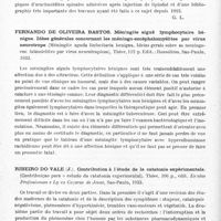 0958 - Page 900 - Analyses. Neurologie. Études générales. Bibliographie. Paulian (Dem.) et Turnesco (D.). Les arachnoïdites spinales adhésives... Edit. : Masson et Compagnie, Paris, 1933 / Fernando de Oliveira Bastos. Méningite aiguë lymphocytaire bénigne. Idées générales concernant les méningo-encéphalomyélites par virus neurotrope (Méningite aguda linfocitaria benigna. Ideias gerais sobre as meningoenc falomielites por virus neurotropicos). Thèse..., 1933 / Ribeiro do Vale (J.). Contribution à l'étude de la catatonie expérimentale. (Contribuiçao para o estudo da catatonia experimental). Thèse..., 1933