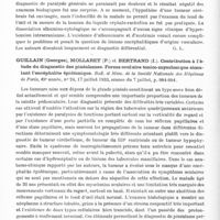 0974 - Page 916 - Analyses. Neurologie. Études spéciales. Cerveau (Tumeurs). Demay (G.) et Cuel (J.-R.). Méningiome temporal ayant simulé une paralysie générale. Annales médico-psychologiques... / Guillain (Georges), Mollaret (P.) et Bertrand (I.). Contribution à l'étude du diagnostic des pinéalomes. Forme oculaire tonico-myoclonique simulant l'encéphalite épidémique. Bull. et mém. de la Société nationale des hôpitaux de Paris... / Frazier (Charles-H.) et Alpers (Bernard-J.). Fibroblastome cérébroméningé. Etude anatomo-clinique de 75 cas (Meningeal fibroblastomas of the cerebrum. A clinicopathologic analysis of seventy-five cases). Archives of Neurology and Psychiatry...