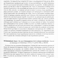 0979 - Page 921 - Analyses. Neurologie. Études spéciales. Colonne vertébrale. Coste (F.) et Hanotte (M.). Arthrite atloido-occipitale. Syndrome sympathique cervical postérieur. Bull. et mém. de la Société médicale des hôpitaux... / Mossessian (Zaré). Un cas d'hémangiome de la colonne vertébrale. Journal de radiologie et d'electrologie... / Poinso (R.) et Farnarier (G.). Les tumeurs primitives du rachis. Gazette des hôpitaux...