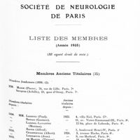 0105 - Page 45 - Société de neurologie de Paris. Liste des membres (Année 1935) (88 ayant droit du vote)