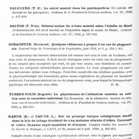 0188 - Page 128 - Analyses. Neurologie. Études générales. Généralités psychiatriques. Rouquier (A.) et Jean Michel. Anorexie pithiatique élective. Rôle respectif de la suggestion et des réflexes conditionnels dans la genèse des troubles. Amélioration par contre-suggestion armée. Encéphale... / Schachter (Bucarest). Quelques réflexions à propos d'un cas de phagomanie. Journal belge de neurologie et de psychiatrie... / Baruk (H.) et Camus (L.). Sur un principe toxique cataleptisant décelé dans la bile de tubage duodénal de cinq malades atteints d'ictère. Catatonie et ictère. Données expérimentales et cliniques. Comptes rendus des séances de la Société de biologie... / Beaudouin (H.) et Briau (R.). Sur les méconnaissances systématiques. Négation de décès. Encéphale...