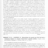 0411 - Page 351 - Analyses. Myoclonies. Études générales. Électrologie. Bena (M. Ed.). La chronaxie des points moteurs dans les conditions physiologiques constantes. Revue neurologique tchèque... / Benoit (P. H.) et Coppée (G.). Stimulation du muscle par des courants à croissance linéaire au moyen d'électrodes à grande surface. Comptes rendus de la Société de biologie... / C.-T. Jordanesco... Considérations sur la diéloectrolyse transcérébrale (méthode de Bourguignon). Miscarea medicala româna...