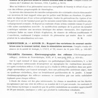 0412 - Page 352 - Analyses. Myoclonies. Études générales. Électrologie. C.-T. Jordanesco... Considérations sur la diéloectrolyse transcérébrale (méthode de Bourguignon). Miscarea medicala româna... / Mollaret (Pierre). Modification des chronaxies des antagonistes sous l'influence de la posture locale et contra-latérale chez le chien. Comptes rendus des séances de l'Académie des sciences... / Villarta (Carmena). Electromyographie des réflexes (Electromiogramos reflejos). Archivos de Neurobiologia...