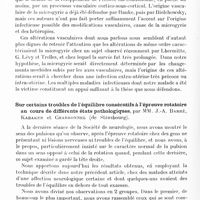 0466 - Page 406 - Société de neurologie de Paris. Séance du 7 mars 1935. Communications. Hémiplégie gauche chez un nourrisson de 22 mois. Microgyrie avec hétérotopies corticales, par MM. L. Babonneix et J. Lhermitte / Sur certains troubles de l'équilibre consécutifs à l'épreuve rotatoire au cours de différents états pathologiques, par MM. J.-A. Barré, Kabaker et Charbonnel...
