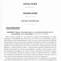 0519 - Page 459 - Analyses. Neurologie. Études générales. Bibliographie. Clément (Simon). Nouvelles lettres à un médecin praticien sur la dermatologie et la vénéréologie, Masson et Compagnie, éditeurs