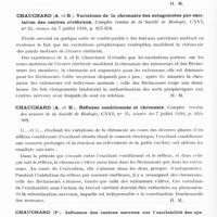 0538 - Page 478 - Analyses. Neurologie. Études générales. Physiologie. Cahane (Mares) et Cahane (Tatiana). Considérations sur un centre nerveux infundibulaire régulateur de la fonction génitale. Journal belge de neurologie et de psychiatrie... / Chauchard (A. et B.). Variations de la chronaxie des antagonistes par excitation des centres cérébraux. Comptes rendus de la Société de biologie... / Chauchard (A. et B.). Réflexes conditionnés et chronaxie. Comptes rendus des séances de la Société de biologie... / Chauchard (P.). Influence des centres nerveux sur l'excitabilité des systèmes antagonistes des appendices locomoteurs chez les crustacés. Comptes rendus de la Société de biologie...