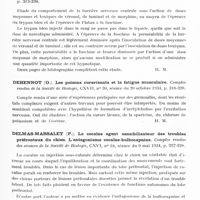 0539 - Page 479 - Analyses. Neurologie. Études générales. Physiologie. Colucci (Generoso). La perméabilité de la barrière nerveuse centrale sous l'action des narcotiques (La permeabilita della barriera nervosa centrale sotto l'azione di sostanze narcotiche). Rivista di Neurologia... / Dehennot (O.). Les poisons curarisants et la fatigue musculaire. Comptes rendus de la Société de biologie... / Delmas-Marsalet (P.). La cocaïne agent sensibilisateur des troubles préfrontaux du chien. L'antagonisme cocaïne-bulbocapnine. Comptes rendus des séances de la Société de biologie... / Divry et Evrard. Recherches sur certaines substances antagonistes de la bulbocapnine. Journal belge de neurologie et de psychiatrie...