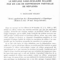 0599 - Page 540 - Mémoires originaux. Le réflexe naso-oculaire éclairé par un cas de suppression partielle de réflexes, par T. Dalsgaard Nielsen. Service psychiatrique du « Kommunehospital » à Copenhague (Médecin en chef : Dr med. George Schröder)