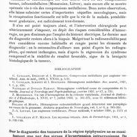0630 - Page 571 - Société de neurologie de Paris. Séance du 4 avril 1935. Communications. A propos du diagnostic de compression médullaire par hémagiome vertébral, par MM. P. Michon, Grégoire et J. Lafont... / Sur le diagnostic des tumeurs de la région épiphysaire ne se manifestant que par des signes d'hypertension intracranienne. De l'importance de la ventriculographie en pareil cas. Interprétation délicate de certains ventriculogrammes, par MM. Marcel David, D. Mahoudeau, H. Askenasy et M. Brun