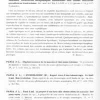 0699 - Page 640 - Analyses. Neurologie. Études générales. Organes des sens (Oeil). Merklen (Prosper). La stase papillaire des infections neurotropes aiguës. Paris médical... / Neimann (N.), Thomas et Lacourt (Mlle M.). Artériolites rétiniennes disséminées. Artériolites encéphaliques disséminées avec lésions cellulaires parcellaires disséminées. Rev. méd. de l'Est... / Richon, Kissel et Devin (Mlle). Paralysie dissociée des mouvements de latéralité du regard par lésion vasculaire de la zone rolandique. Rev. med. de l'Est...