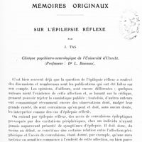 0716 - Page 657 - Mémoires originaux. Sur l'épilepsie réflexe, par J. Tas. Clinique psychiatro-neurologique de l'Université d'Utrecht (Professeur : Dr L. Bouman)
