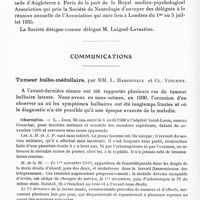 0761 - Page 702 - Société de neurologie de Paris. Séance du 2 mai 1935. Correspondance / Communications. Tumeur bulbo-médullaire, par MM. L. Babonneix et Cl. Vincent
