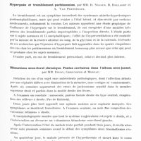 0822 - Page 763 - Sociétés. Société belge de neurologie. Séance du 30 mars 1935. Papillotonie avec aréflexie tendineuse, par M. J. de Busscher / Hyperpnée et tremblement parkinsonien, par MM. R. Nyssen, R. Dellaert et A. Van Peeterssen / Hématome sous-dural chronique. Fontes cavitaires dans l'album sous-jacent, par MM. Divry, Christophe et Moreau