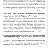 0833 - Page 774 - Analyses. Neurologie. Études générales. Généralités neurologiques. Baudouin (A.) et Schaeffer (H.). La neurologie en 1934 (Revue annuelle). Paris médical... / Colucci (Generoso). Le glutathion de l'encéphale dans le sommeil provoqué (Il glutatione dell'encefalo nel sonno sperimentale). Rivista di Neurologia... / Crouzon (O.) et Gaucher (Maurice). Troubles trophiques et lésions ostéo-articulaires consécutifs à une phlébite des quatre membres. Bull. mém. soc. méd. hôp. Paris... / Laruelle. L'hyperpnée provoquée permet de mettre en évidence et de situer des lésions nerveuses latentes. Bulletins et mémoires de la Société médicale des hôpitaux... / De Lisi (Lionello). Le problème neurologique des attitudes (Il problema neurologico delle posizioni corporee). Archivo generale di Neurologia Psichiatria e Psicoanalisi...