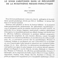 0897 - Page 838 - Mémoires originaux. Le sinus carotidien dans le mécanisme de la myasthénie pseudo-paralytique, par Albert Salmon...