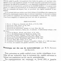 1024 - Page 965 - Société de neurologie de Paris. Séance du 6 juin 1935. Communications. Polynévrite scléromateuse avec syndrome d'addisonisme, par M. J. A. Beyline. Travail de l'Institut psychonévrologique de l'Académie des sciences de la Russie Blanche Soviétique (Directeur : Prof. J. D. Sapir) / Statistique sur dix ans de malariathérapie, par M. D. Paulian...
