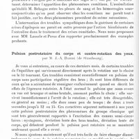 0102 - Page 46 - Société de neurologie de Paris. Séance du 4 juillet 1935. Communications. Pleurs de sang et épilepsie, par M. Pierre Béhague / Pulsion postrotatoire du corps et contre-rotation des yeux, par M. J.-A. Barré...