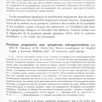 0461 - Page 405 - Société de neurologie de Varsovie. Séance du 25 avril 1935. Paralysie spinale spastique familiale, par Mme I. Kipman (Du service des maladies nerveuses à l'Hôpital Czyste. Médecin chef : W. Sterling...) / Paralysie progressive avec symptômes extrapyramidaux, par MM. R. Dreszer et W. Stein (Du service neurologique de l'Hôpital Czyste à Varsovie. Médecin chef : Dr Sterling...)